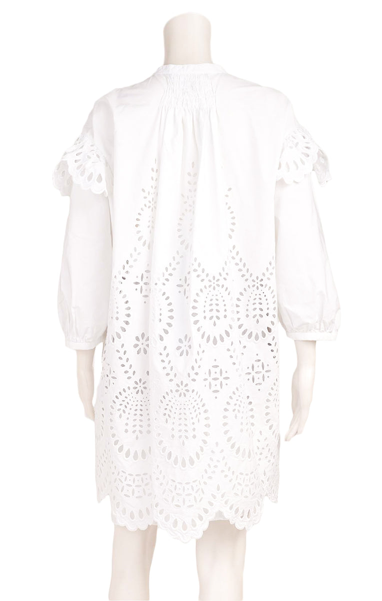 Valentino roma outlet womens solid white lace long sleeve mini dress 36 xxs xs