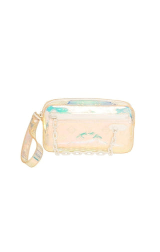 LOUIS VUITTON (RARE) Clutch / Cosmetic Bag Size: 8.375" x 1.75" x 4.5"; 5.25" drop handle