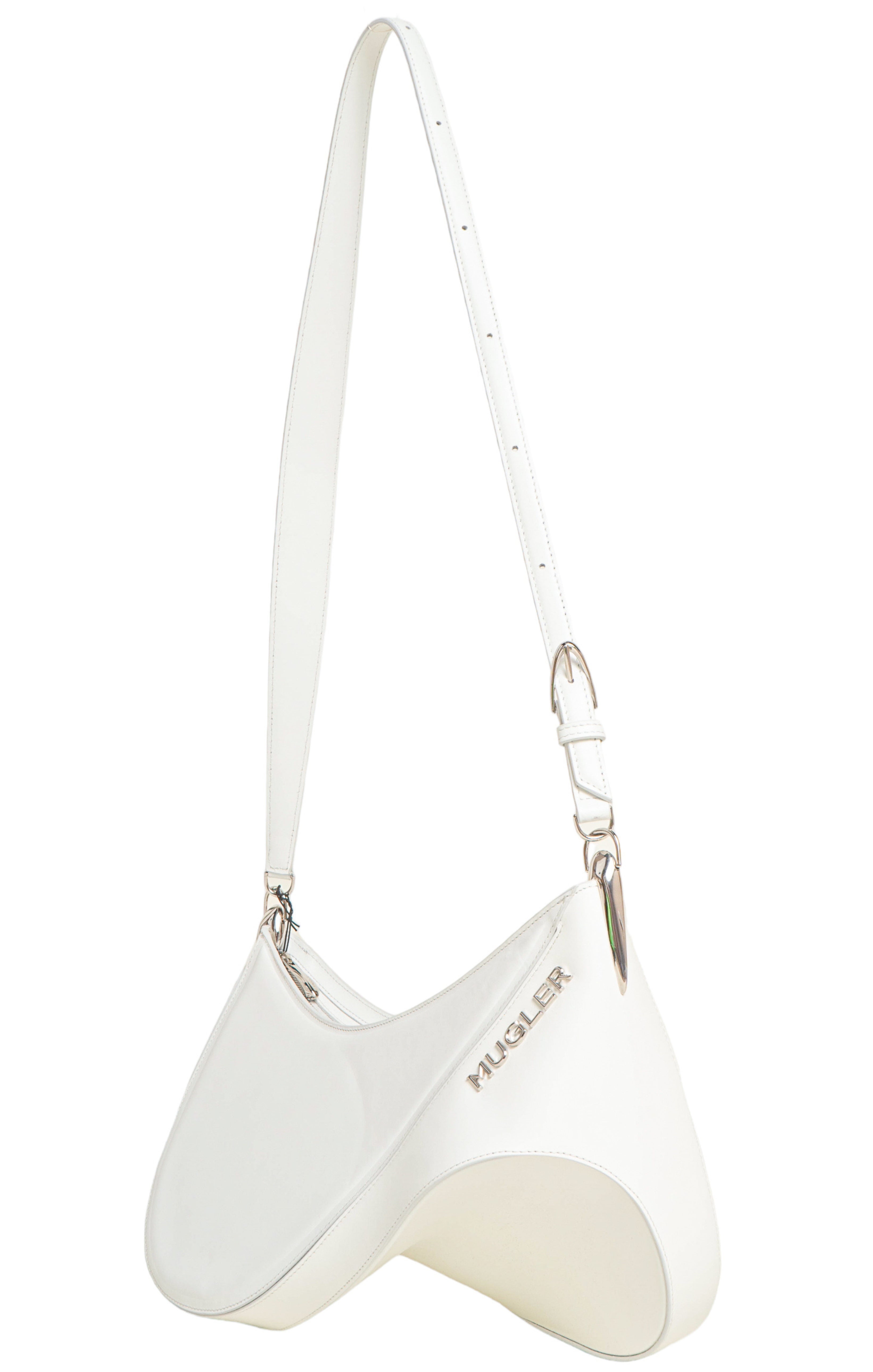 MUGLER (NEW) with tags Bag Size: 14" x 7.25" x 11"; 21.5" strap