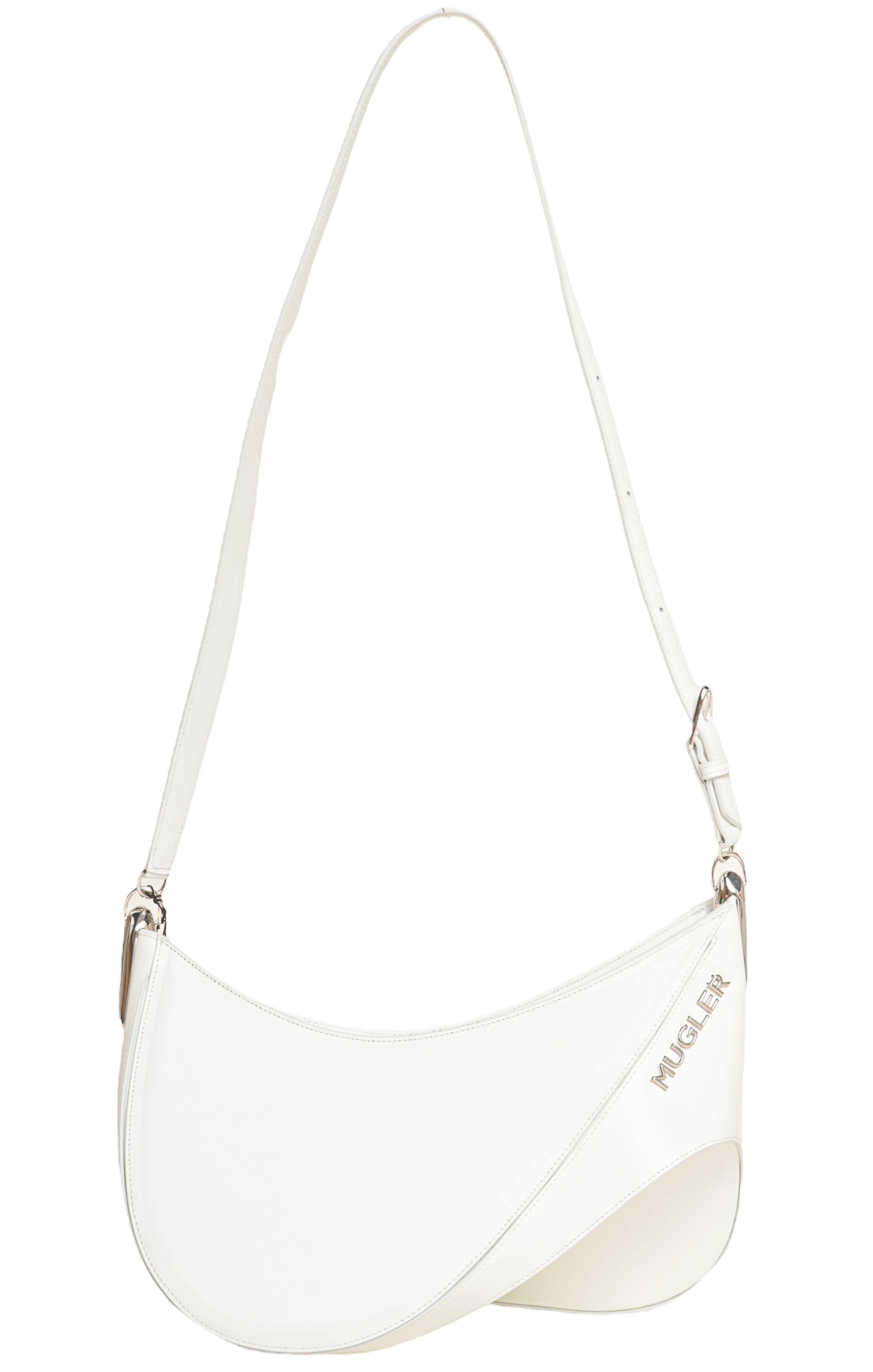 MUGLER (NEW) with tags Bag Size: 14" x 7.25" x 11"; 21.5" strap