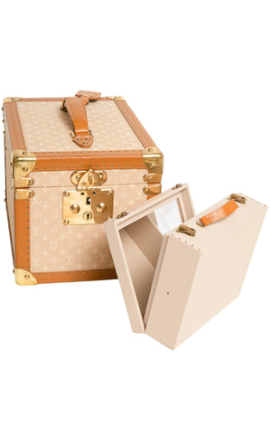 LOUIS VUITTON (RARE) Luggage Size: Bag - 11.75" x 8.5" x 8"; 1.375" drop handle Cosmetic box - 7.25" x 6.25" x 2.75"; 1.25" drop handle