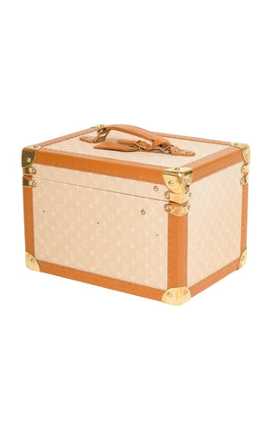 LOUIS VUITTON (RARE) Luggage Size: Bag - 11.75" x 8.5" x 8"; 1.375" drop handle Cosmetic box - 7.25" x 6.25" x 2.75"; 1.25" drop handle