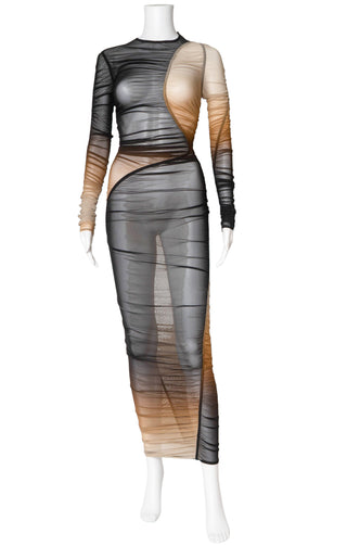 mugler mesh dress Mugler Glass Nylon Jersey Dress