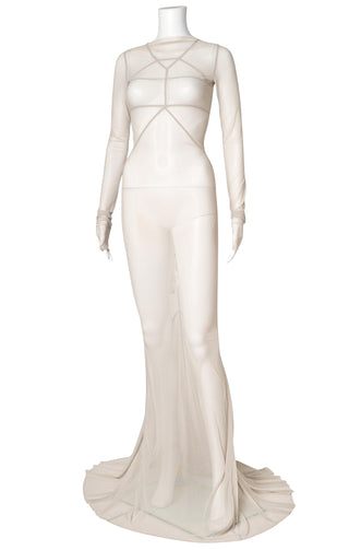 white long elegant dress Glossy White Evening Dress