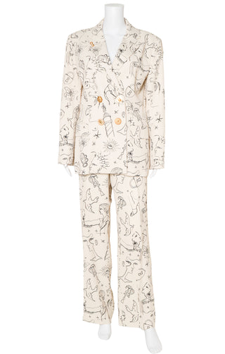 SCHIAPARELLI (RARE) Suit Size: Jacket - FR 44 / Comparable to US 10-12, Pants - FR 42 / Comparable to US 8-10
