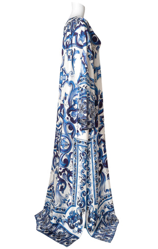 blue and white dolce and gabbana dress True Vintage Dolce Gabbana DG Blue White Red Cotton and Lace Puff Gown XS-S