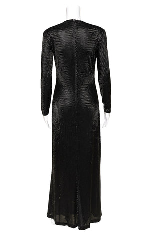 VINTAGE CALVIN KLEIN COLLECTION Full Length Black Beaded Dress Size: Looks Like US 6