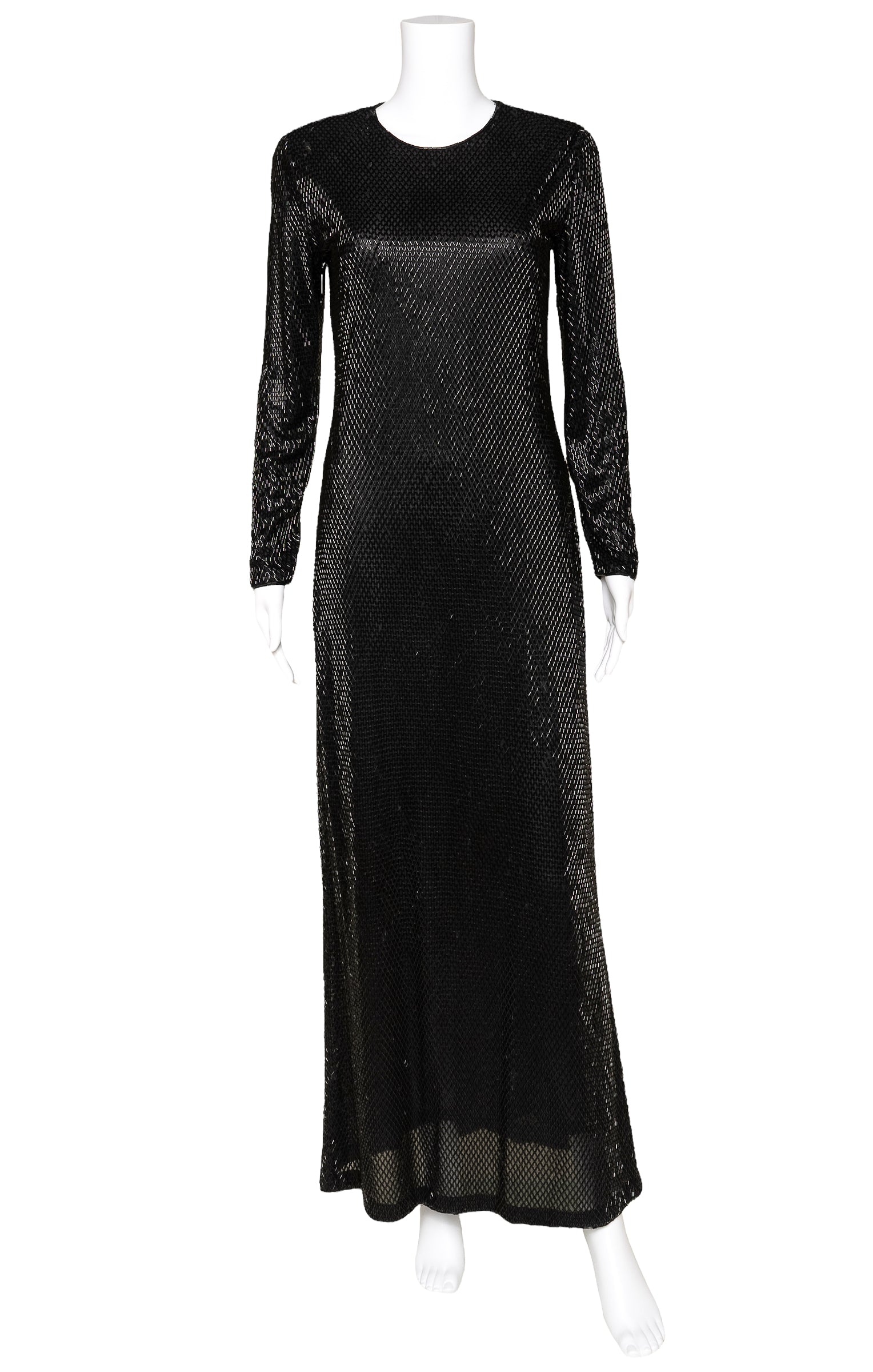 VINTAGE CALVIN KLEIN COLLECTION Full Length Black Beaded Dress Size: Looks Like US 6