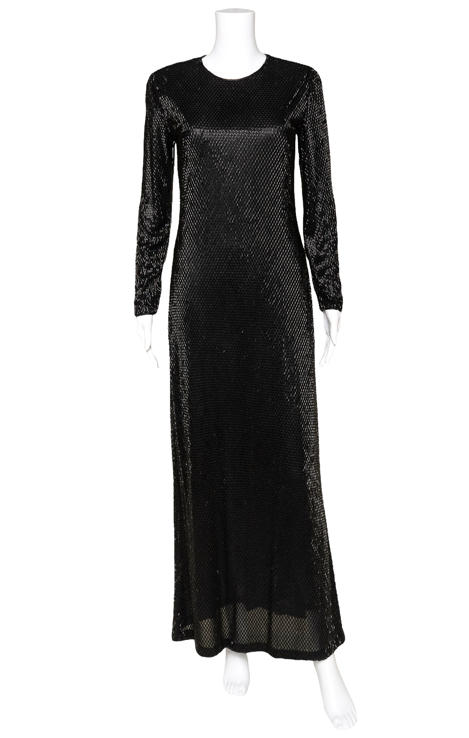 VINTAGE CALVIN KLEIN COLLECTION Full Length Black Beaded Dress Size: L Kardashian Kloset VINTAGE CALVIN KLEIN COLLECTION Full Length Black Beaded Dress Size: L Kardashian Kloset
