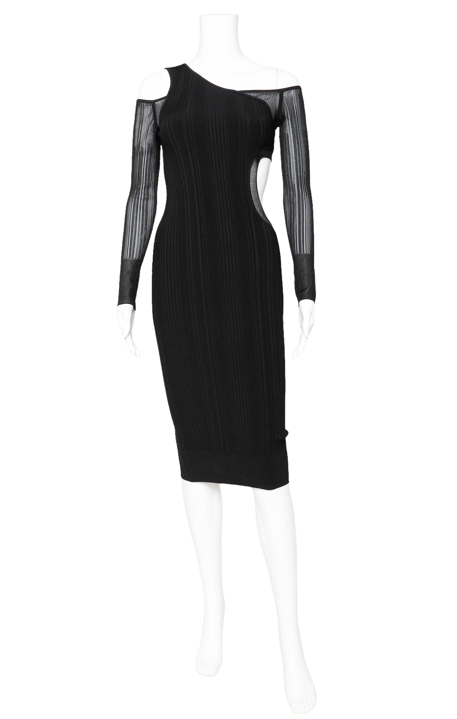 HERV LGER X LAW ROACH SHEER LAYERED CUTOUT MIDI DRESS Black / S HERV LGER X LAW ROACH SHEER LAYERED CUTOUT MIDI DRESS Black / S